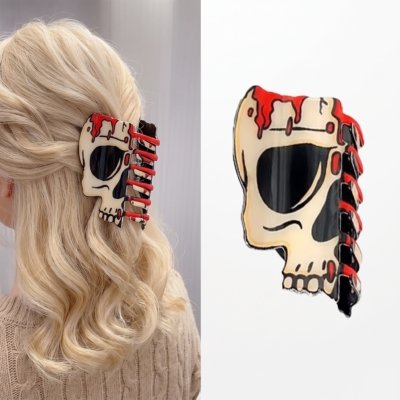 Halloween Haarklammer Blutiges Schädel-Motiv